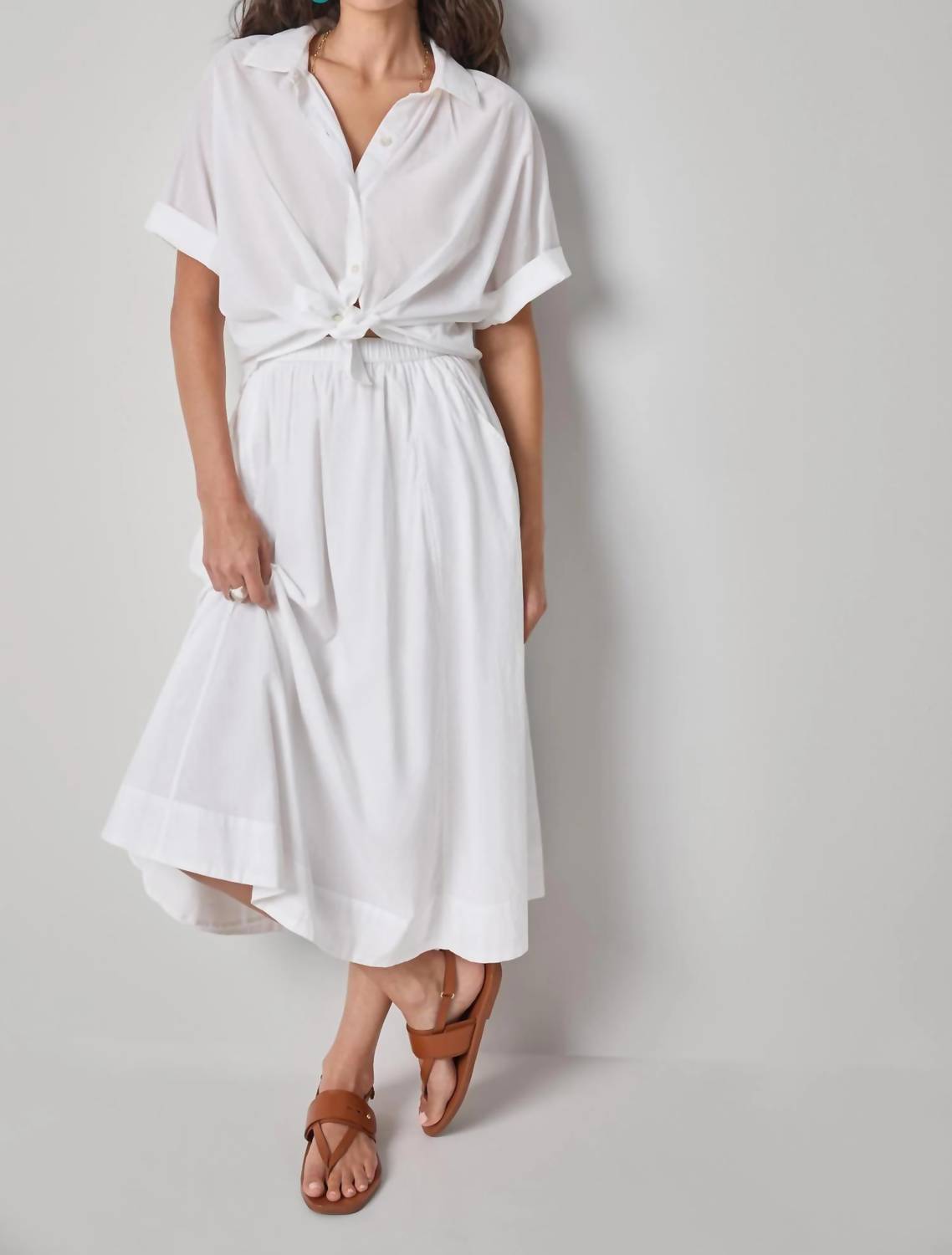 Lilla P - Elbow Sleeve Button Down Shirt