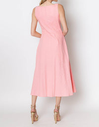 ZETAYE Celeste Linen Cotton Midi Dress in pink - women's dress - detail view