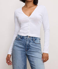 Good American - Cotton Pointelle Cardigan Top