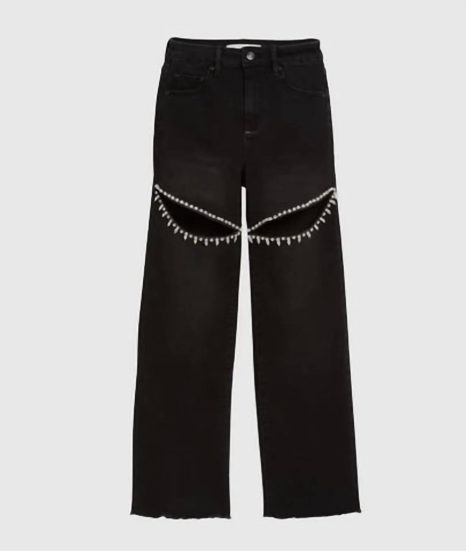 Tractr - Girl's Crystal Slit Straight Jeans