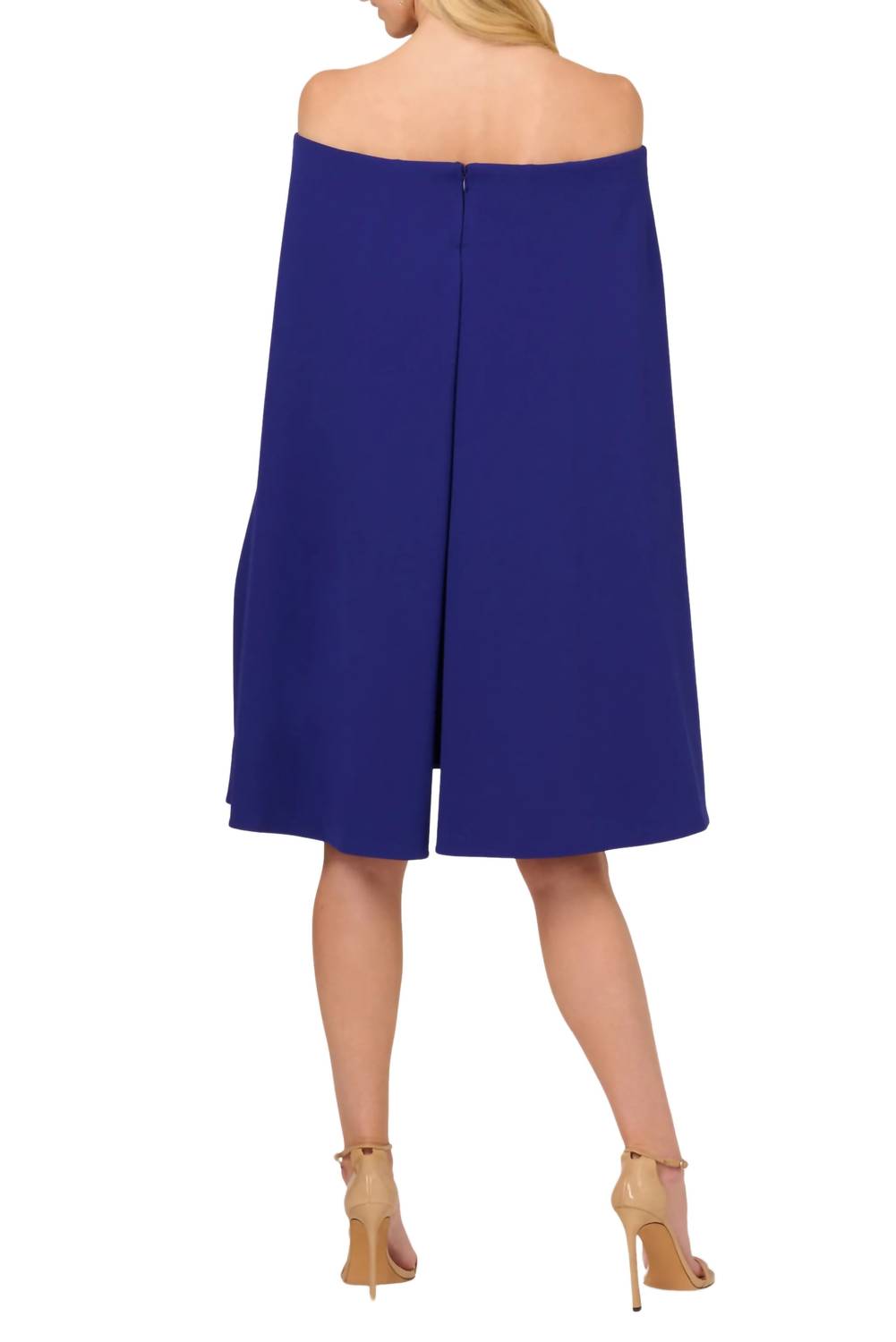 Adrianna Papell - Off Shoulder Cape Sheath Crepe Dress - Plus