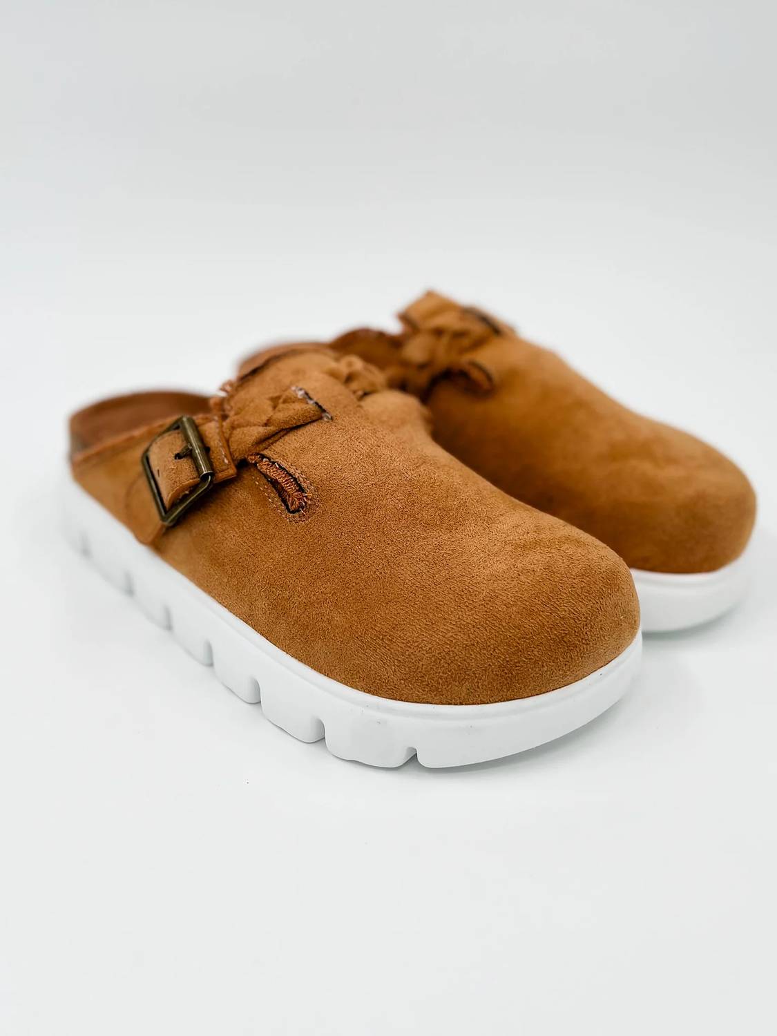 Very G - Women's Braided Buckle Faux Suede Clogs