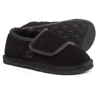 Lamo Women's Closed Toe Heel Wrap Bootie Wide Slipper in black - women's shoe - detail view