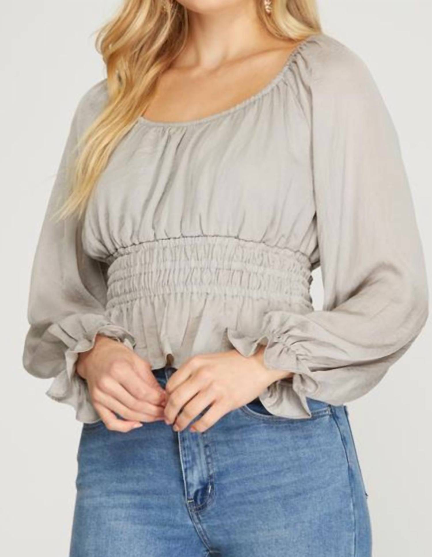 She + Sky - Honeydew Satin Top