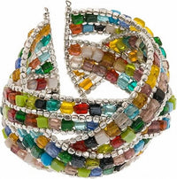 Zad - Women's Braided Mosaic Bead Cuff Bracelet