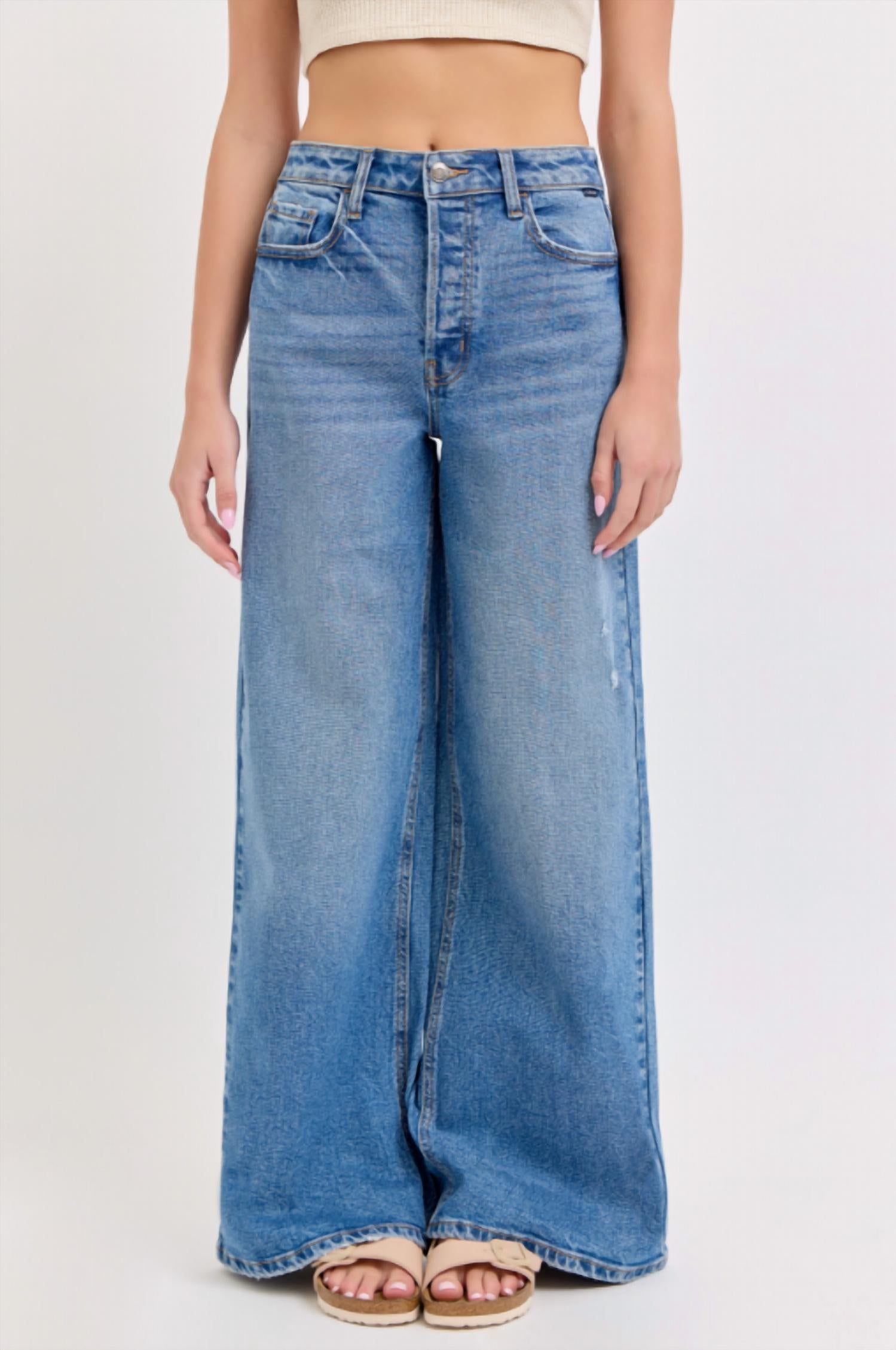 CELLO High Rise Wide Leg Jeans in medium wash - women's jeans - view 4