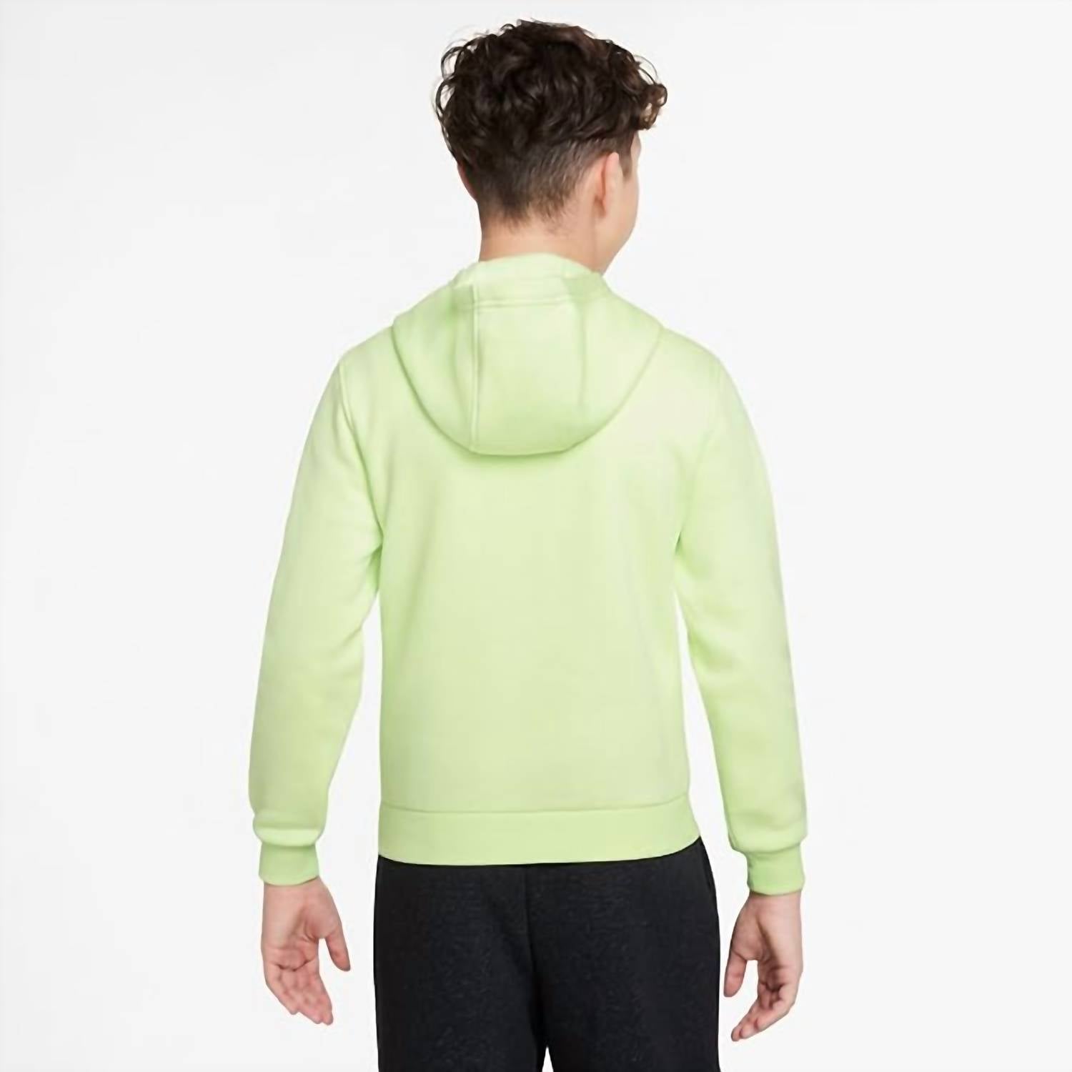 NIKE Sportswear Club Fleece Pullover Hoodie in lime ice white - kids' shirt - detail view