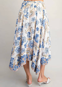 Ee:Some - Floral Print Handkerchief Midi Skirt