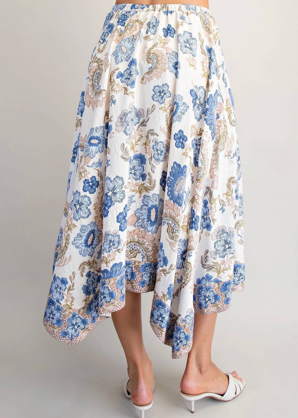 Ee:Some - Floral Print Handkerchief Midi Skirt