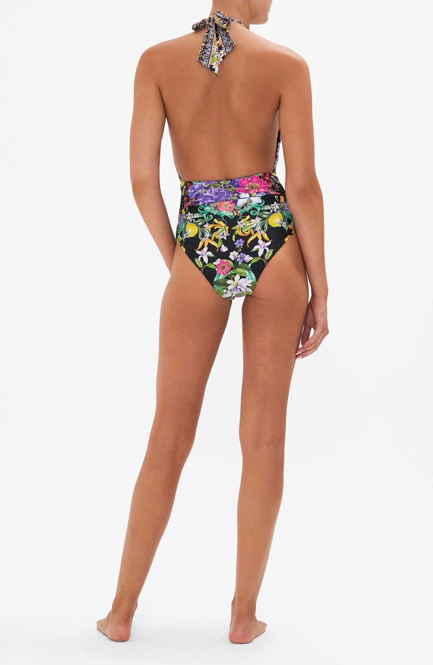 Camilla - Plunge Neck Halter One Piece