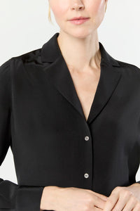 Ann Mashburn Ellis Blouse in black silk crepe de chine - women's blouse - view 4