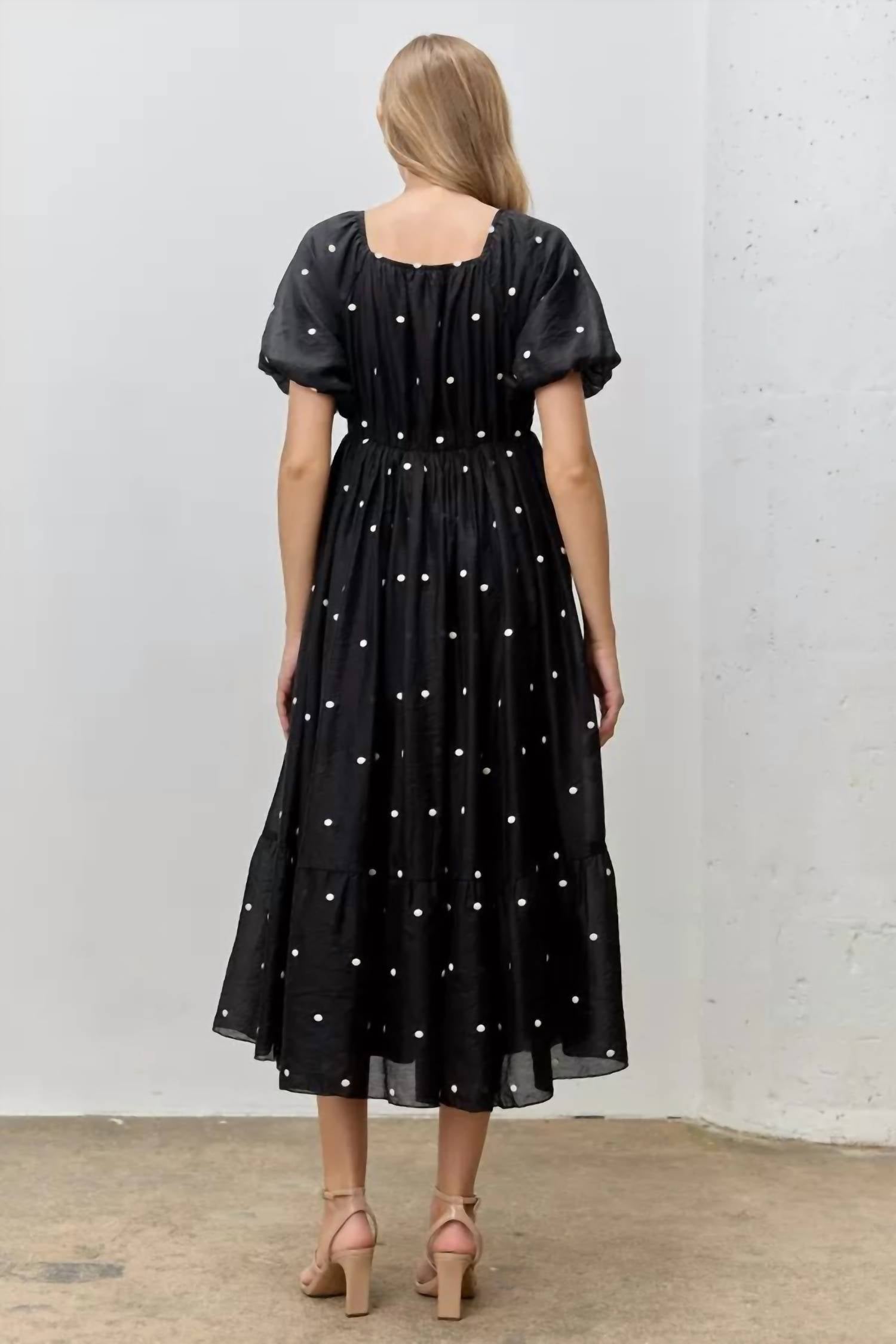 Polagram - Lindi Embroidered Polka Dot Midi Dress