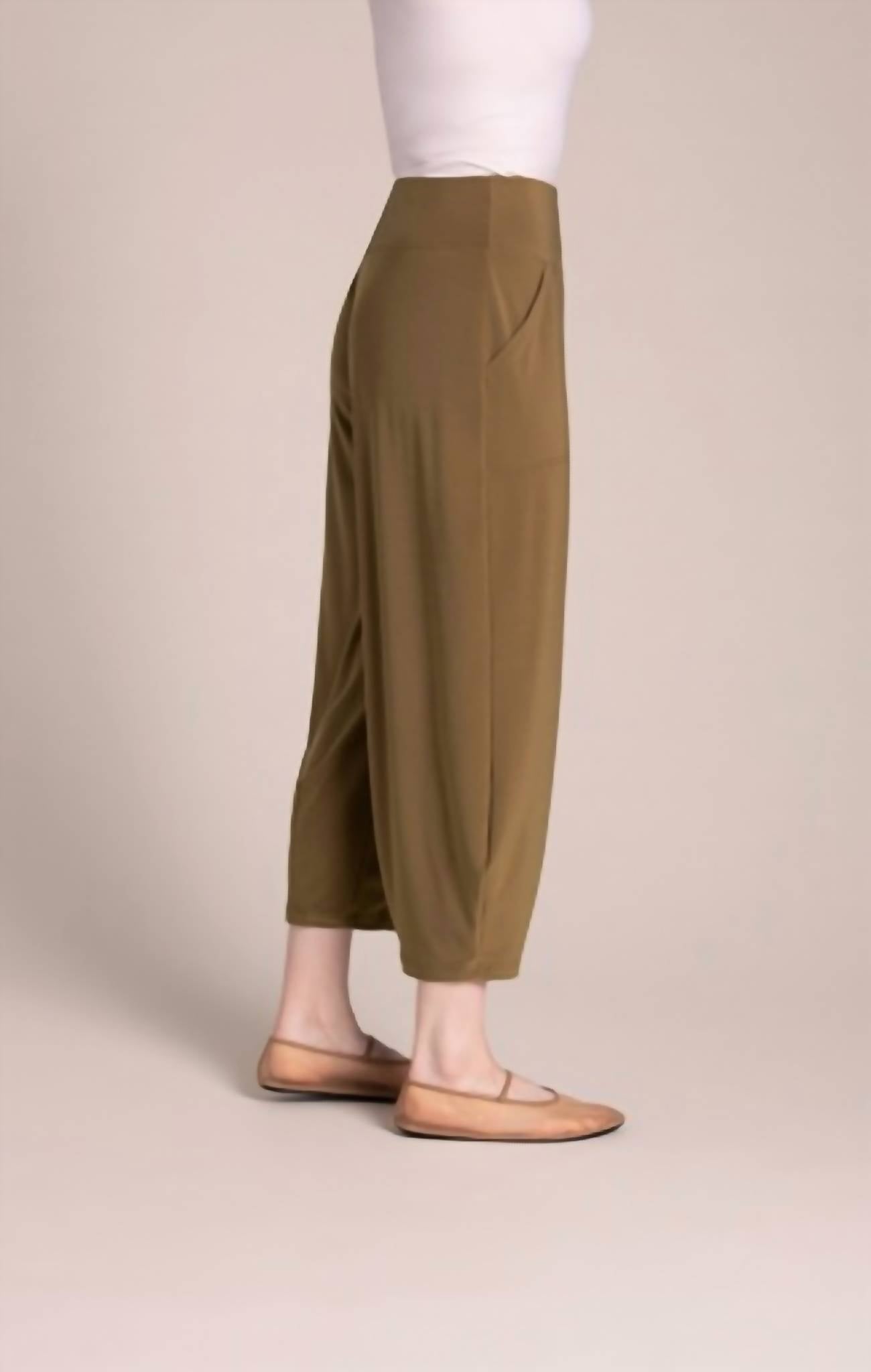 Sympli Narrow Lantern Pant in sepia - women's pants - detail view