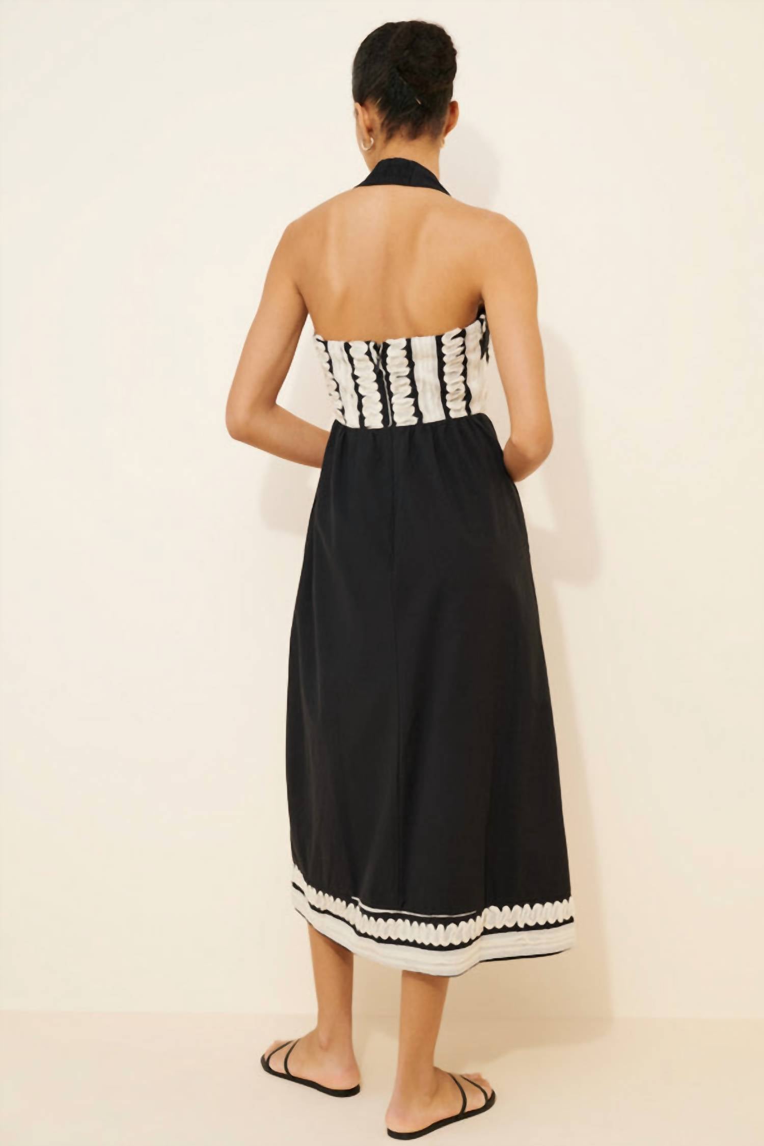 Adelyn Rae - Fernanda Halter Ribbon Blocked Midi Dress