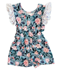 Laree + Co. - Girl's Evelyn Floral Bamboo Short Leggy Romper