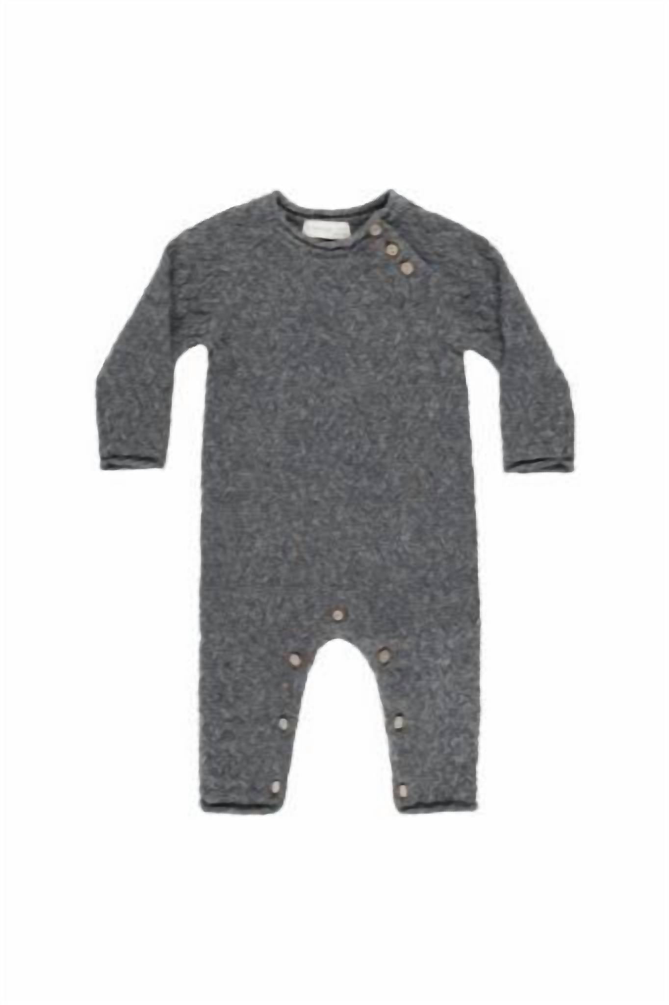 Rylee + Cru COZY HEATHER KNIT JUMPSUIT in grey - kids' item - detail view