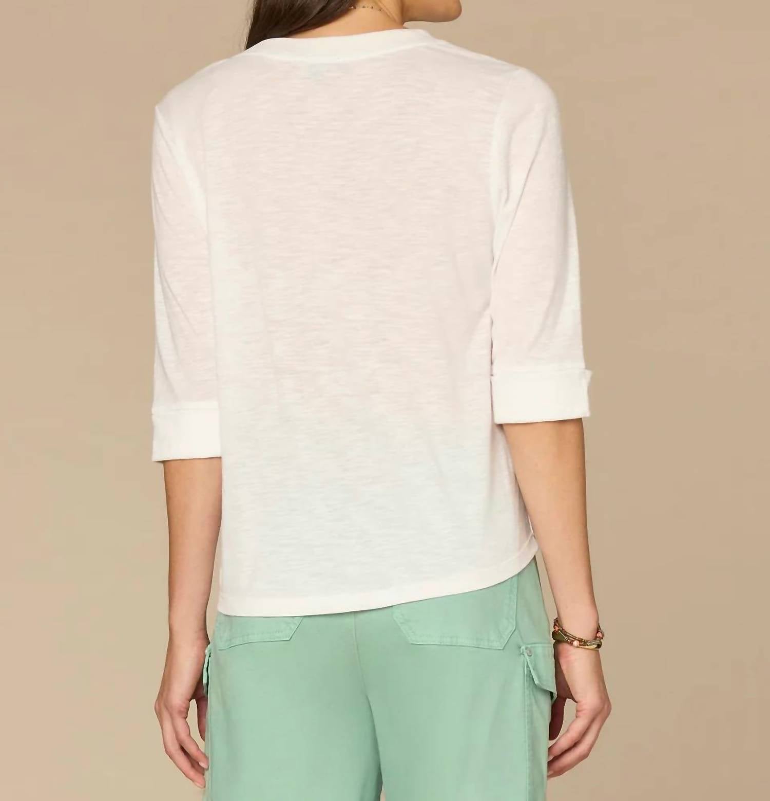 Democracy - Split V-neck Elbow Sleeve Top