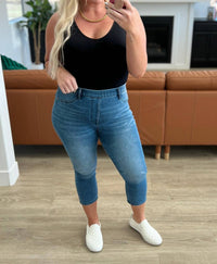Judy Blue Cool Denim Pull On Non Distressed Capri Jeans in blue - women's pants - view 9
