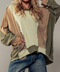 Urban Daizy - Textured Puzzle Crewneck Sweatshirt
