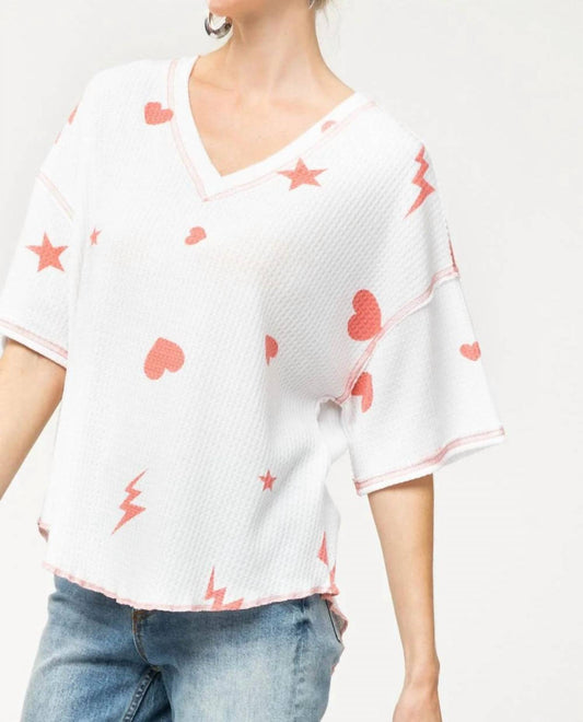 Entro - Hearts Waffle Knit Top