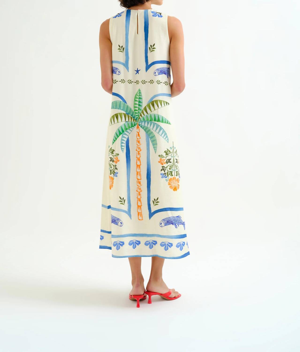 Compania Fantastica - Palms And Mermaid Sleeveless Midi Dress