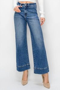 Risen - High Rise Crop Wide Jeans