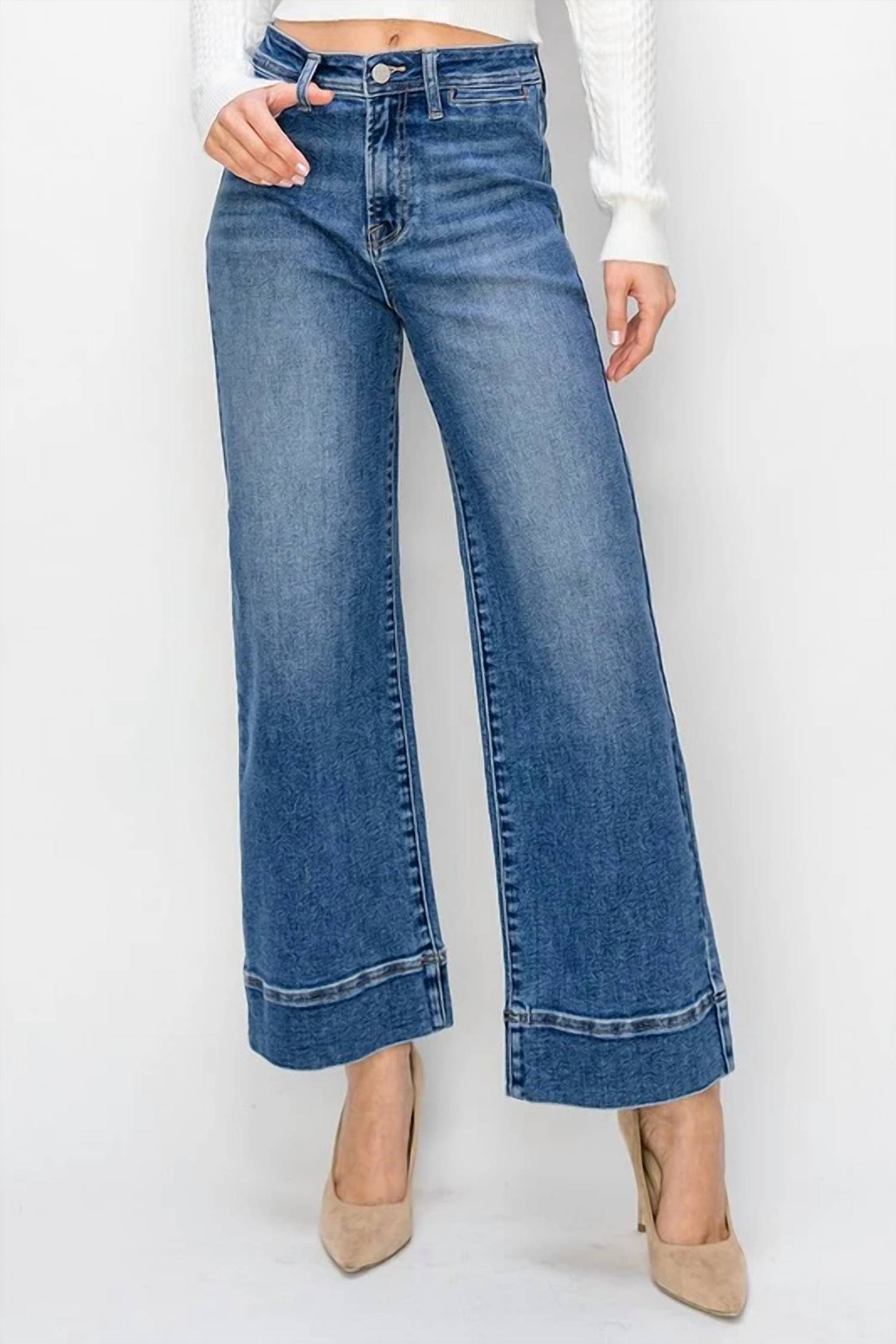 Risen - High Rise Crop Wide Jeans