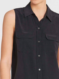 Equipment Sleeveless Slim Signature Top in true black - women's tank top - view 4