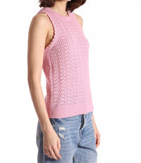 Minnie Rose - Heart Pointelle Scalloped Tank Top
