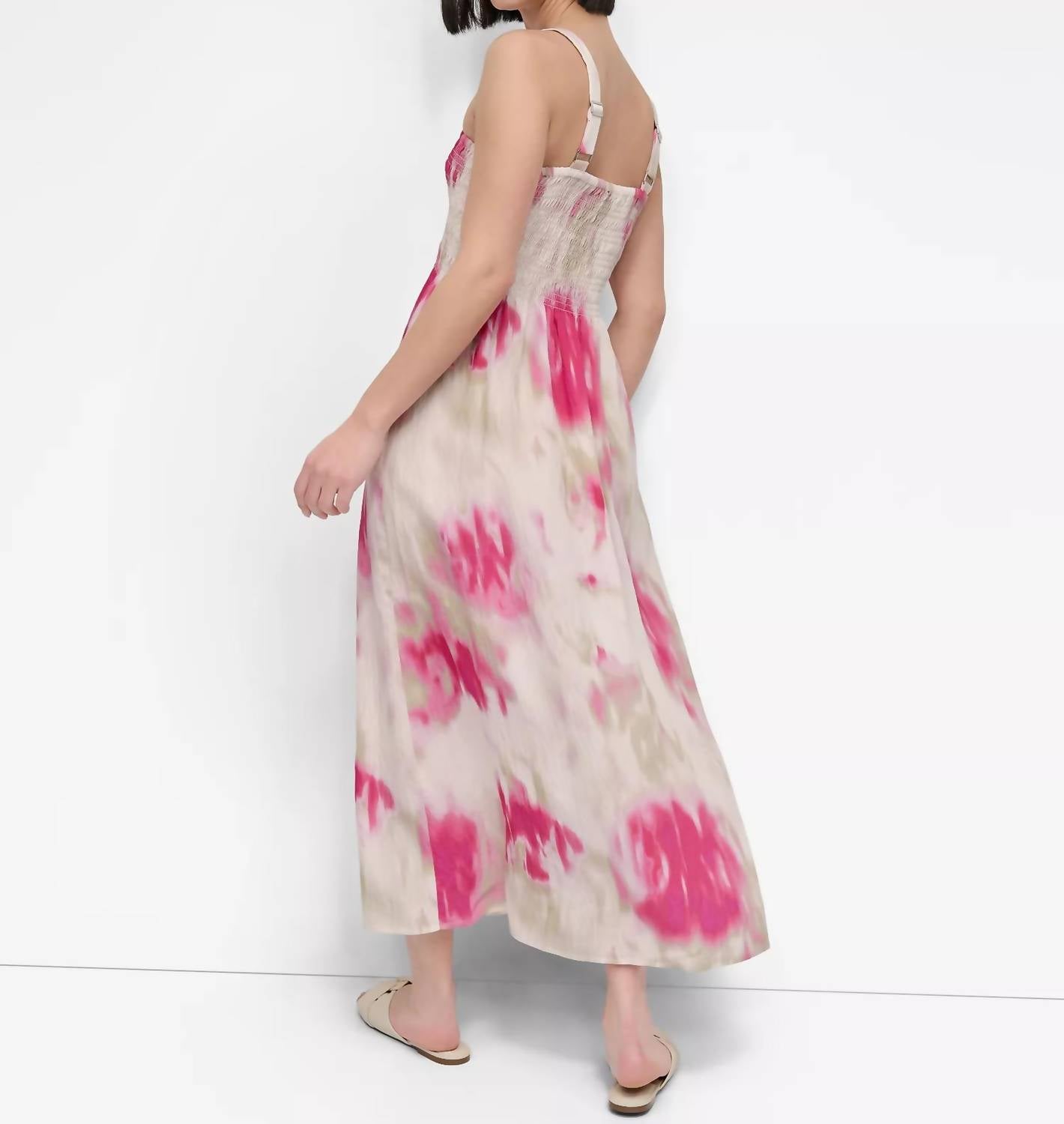 DKNY Printed Rumpled Voile Dress in watercolor - women's dress - alternate view