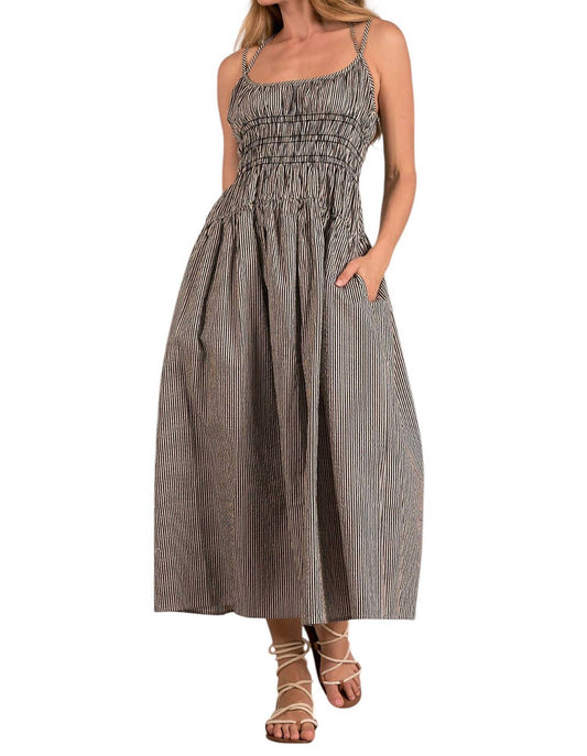 Elan - Striped Spaghetti Strap Maxi Dress