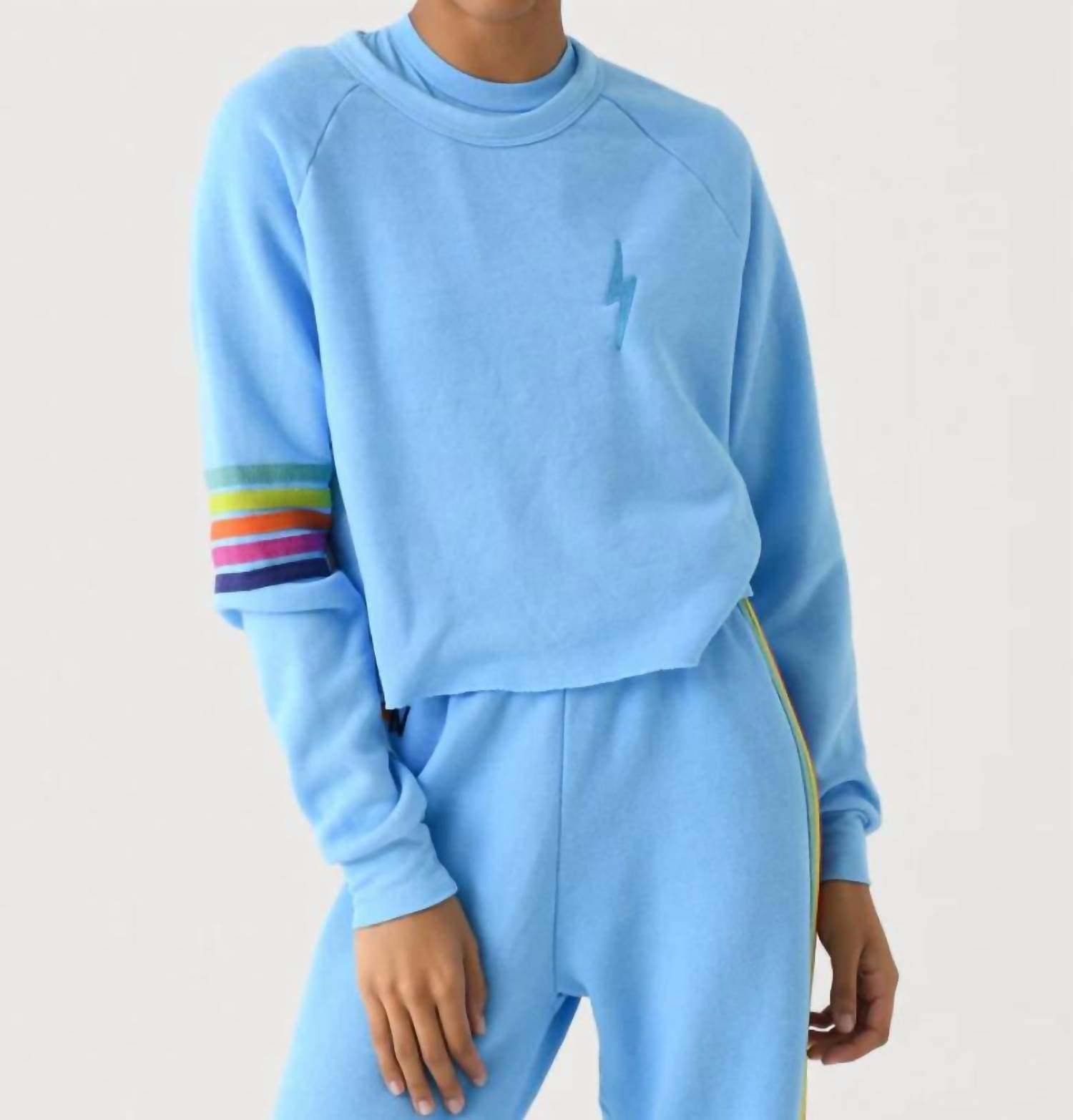 Aviator Nation - Bolt Rugby Stitch Crop Crew Sweatshirt
