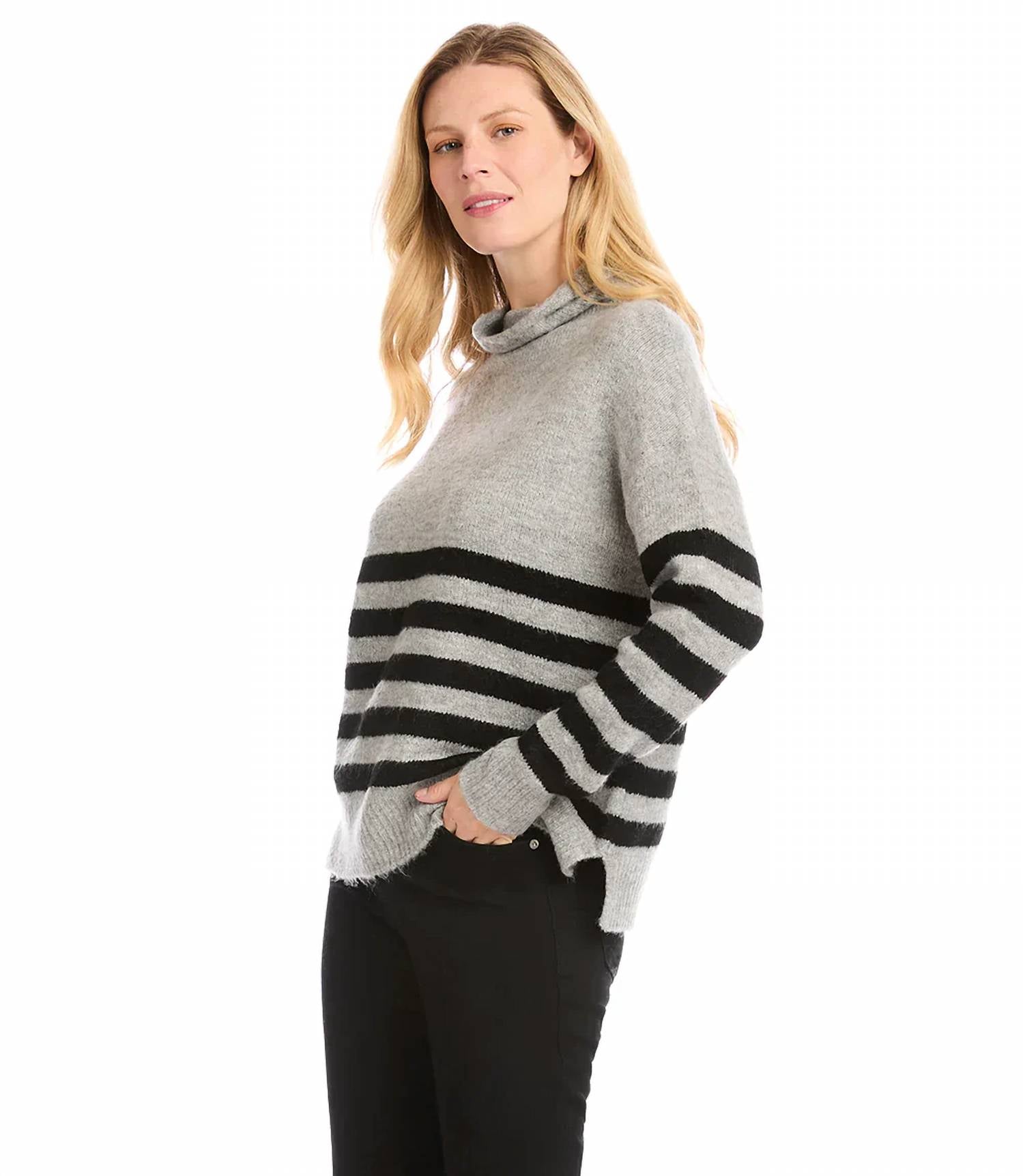 Karen Kane - Sloan Stripe Mockneck Sweater