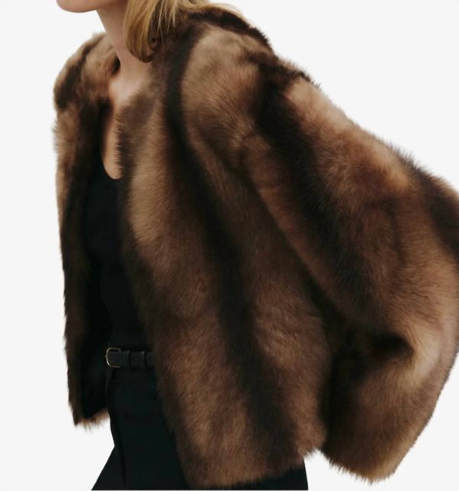 NILI LOTAN Elan Shearling Jacket in camel brown - women's jacket - view 4
