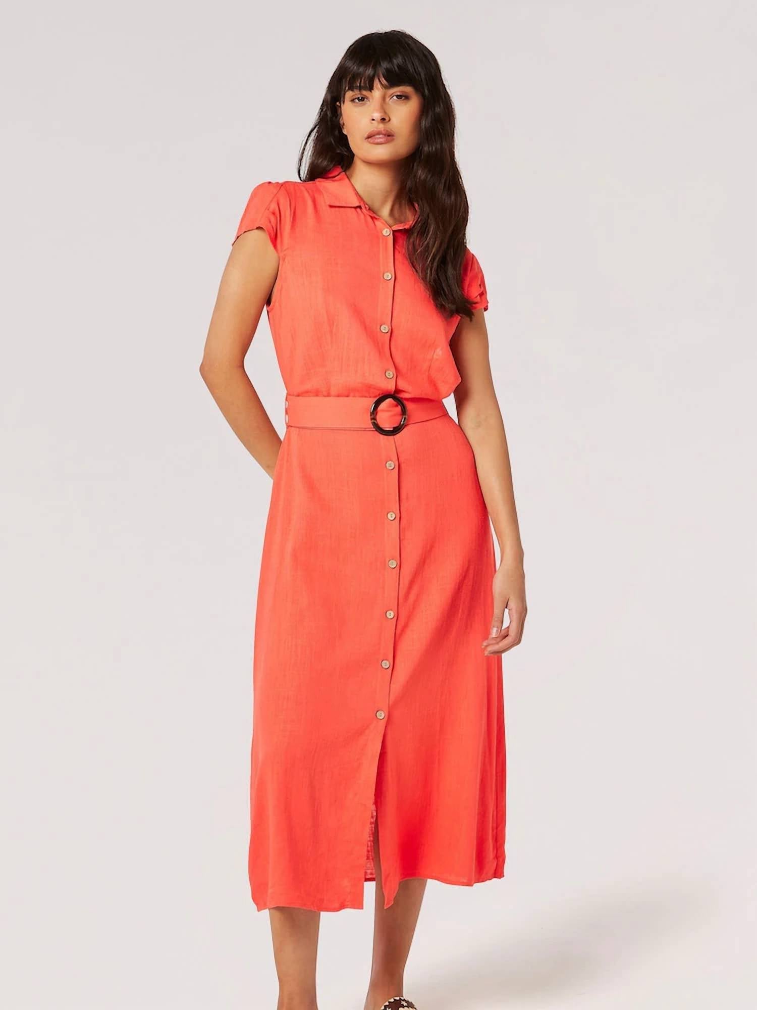 Apricot - Vintage Tortoise Shell Button Dress