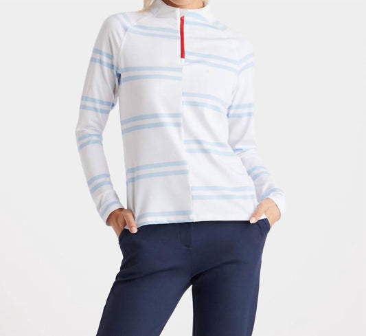 OFFSET STRIPE TECH JERSEY QUARTER ZIP PULLOVER