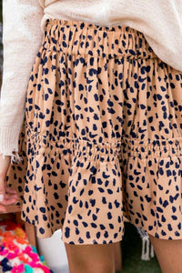 Main Strip - Tiered Leopard Mini Skirt