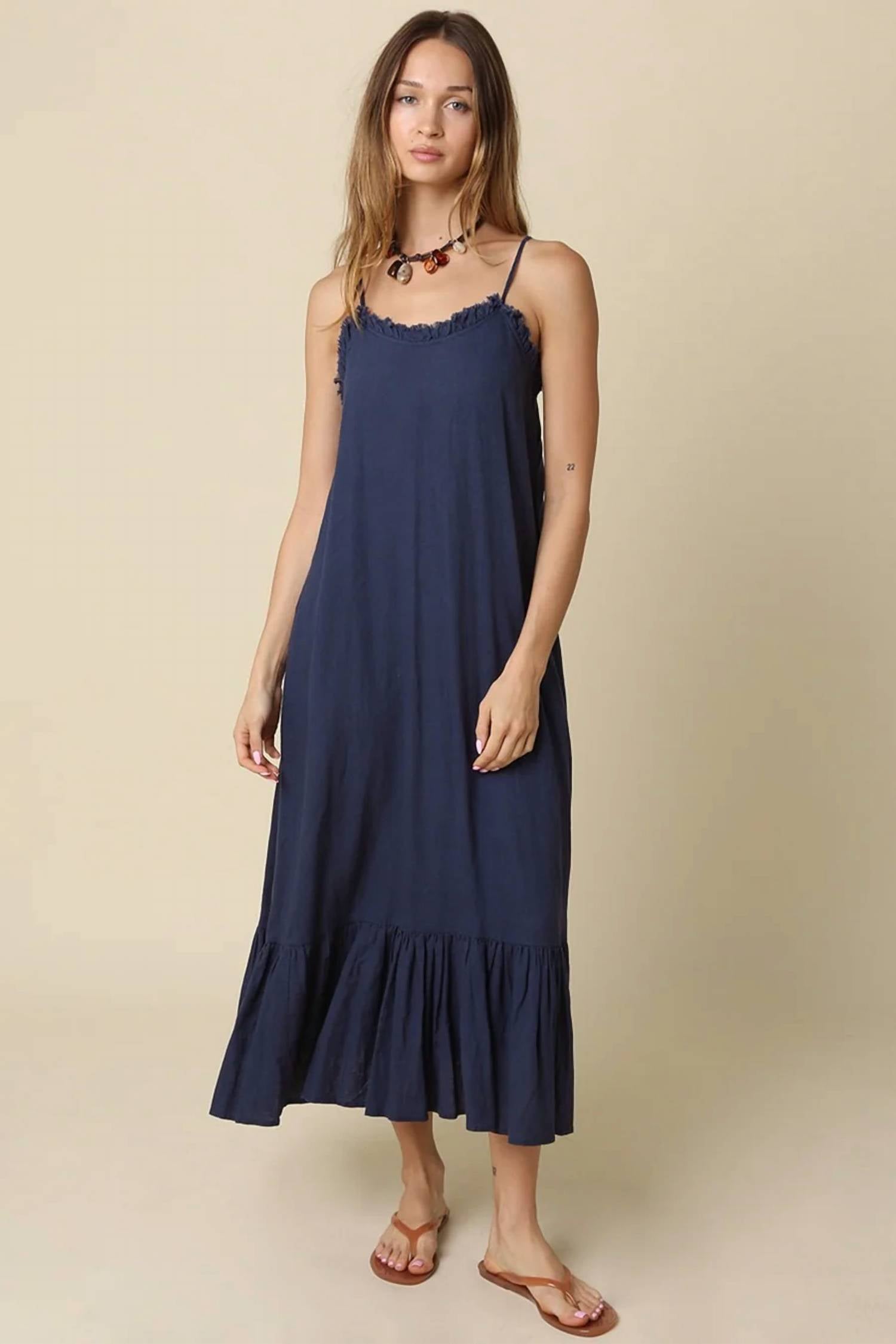 Olivaceous - Jessica Ruffle Trim Dress
