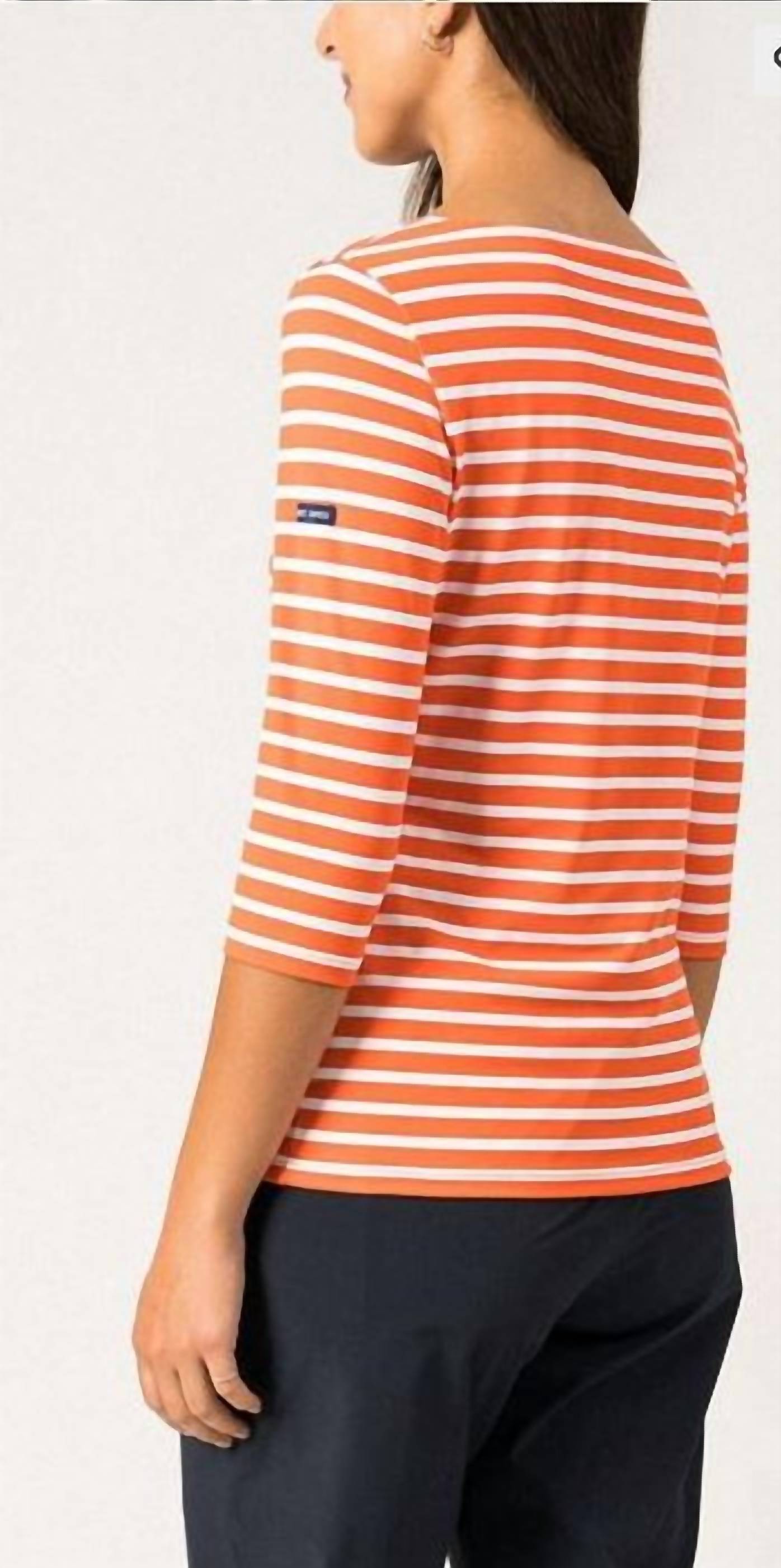 SAINT JAMES GARDE COTE III 3/4 Sleeve Stripe Shirt in basket neige - women's long sleeve top - alternate view