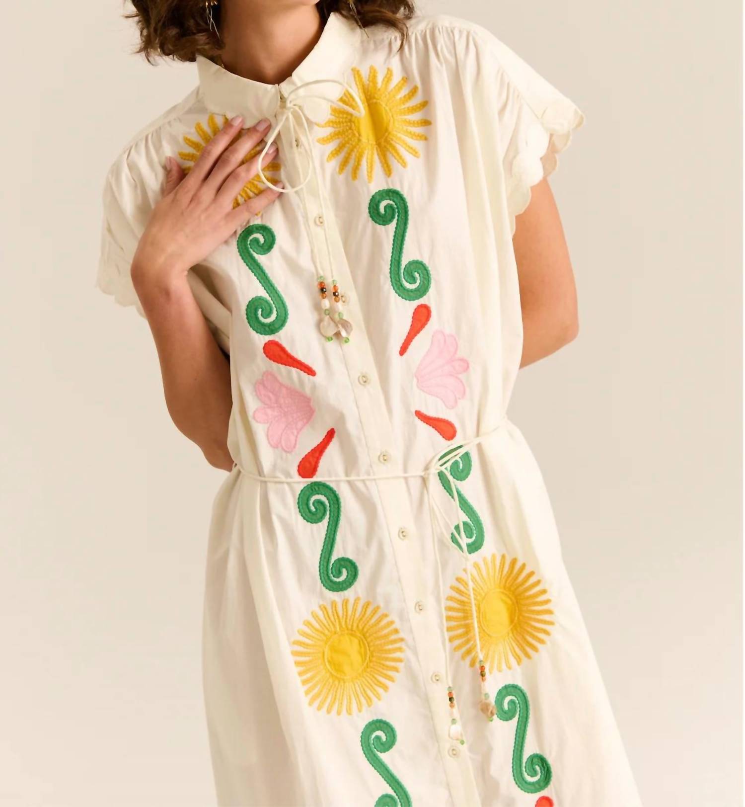Carolina K - Valerie Embroidered Kaftan Midi Dress