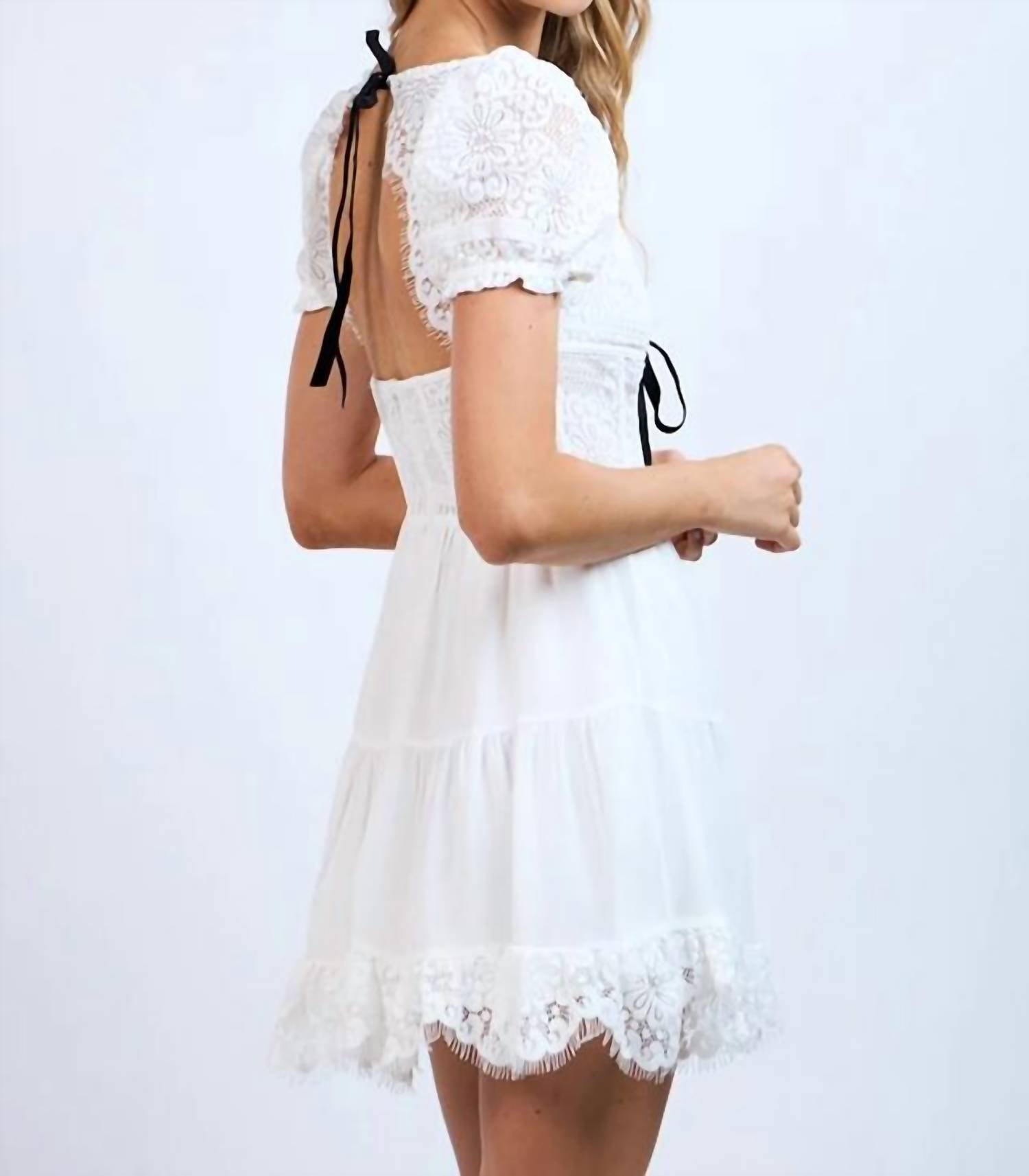 Sky To Moon - Floral Embroidered Lace Mini Dress