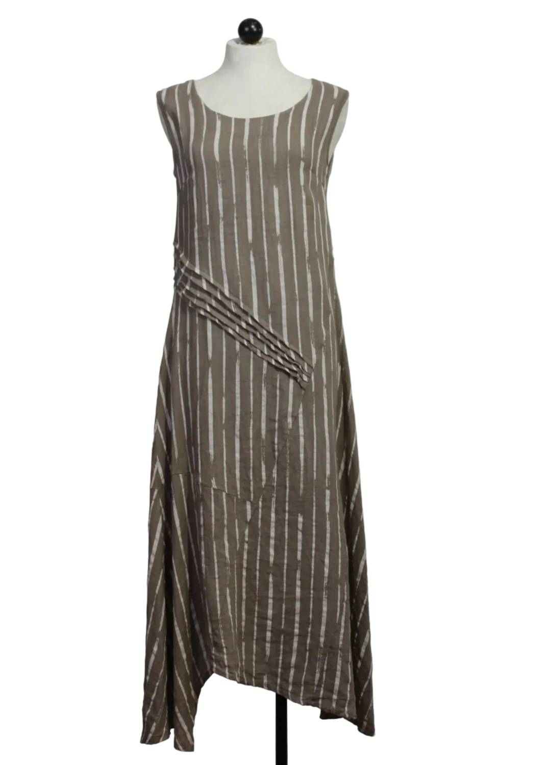 Sorella - Sleeveless Linen Striped Midi Dress