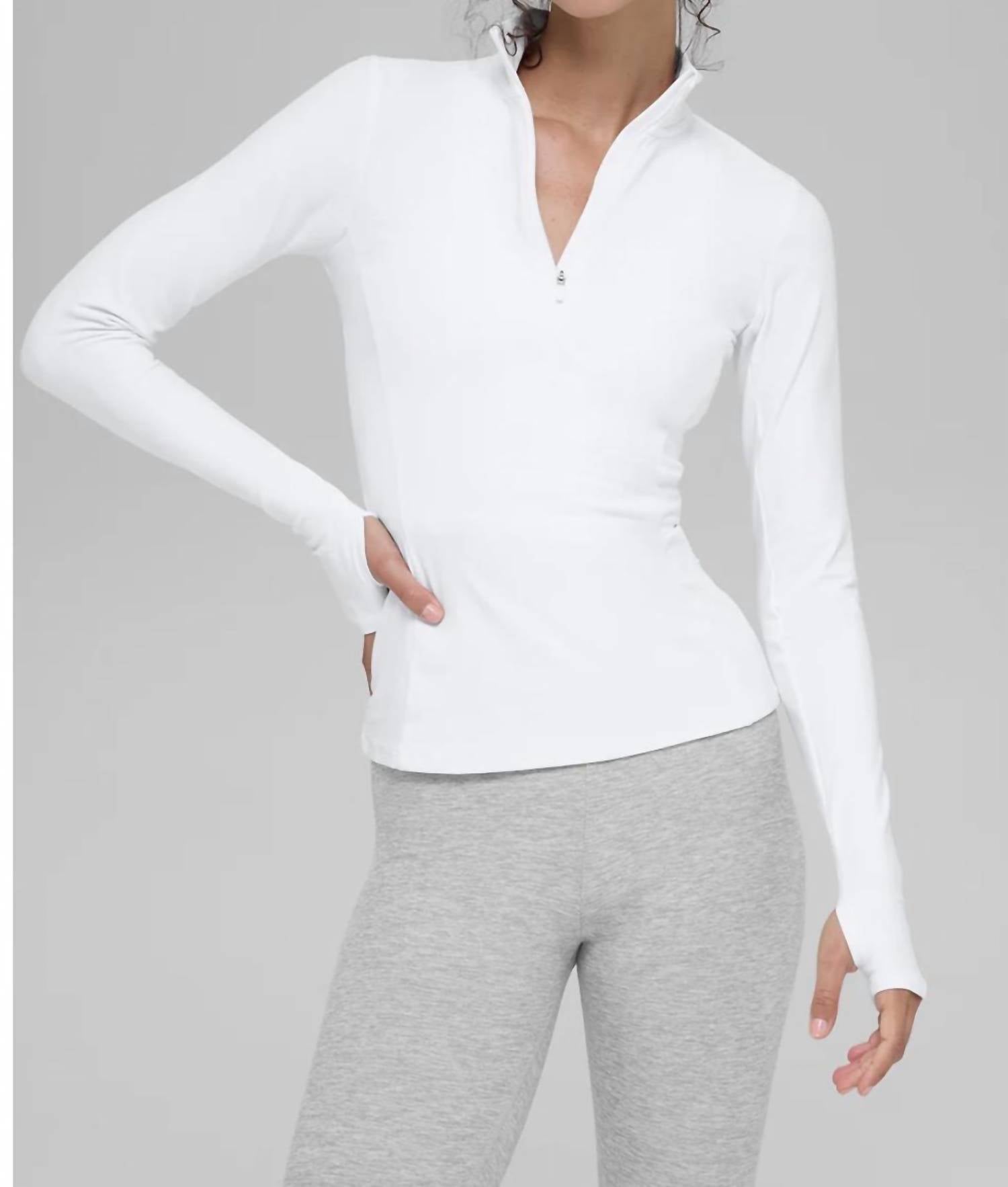 ALO YOGA AloSoft 1/2 Zip Rapid Pullover in white - women's jacket