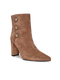 L'Agence Women's Theodora Ii Bootie in sand suede - women's shoe - detail view