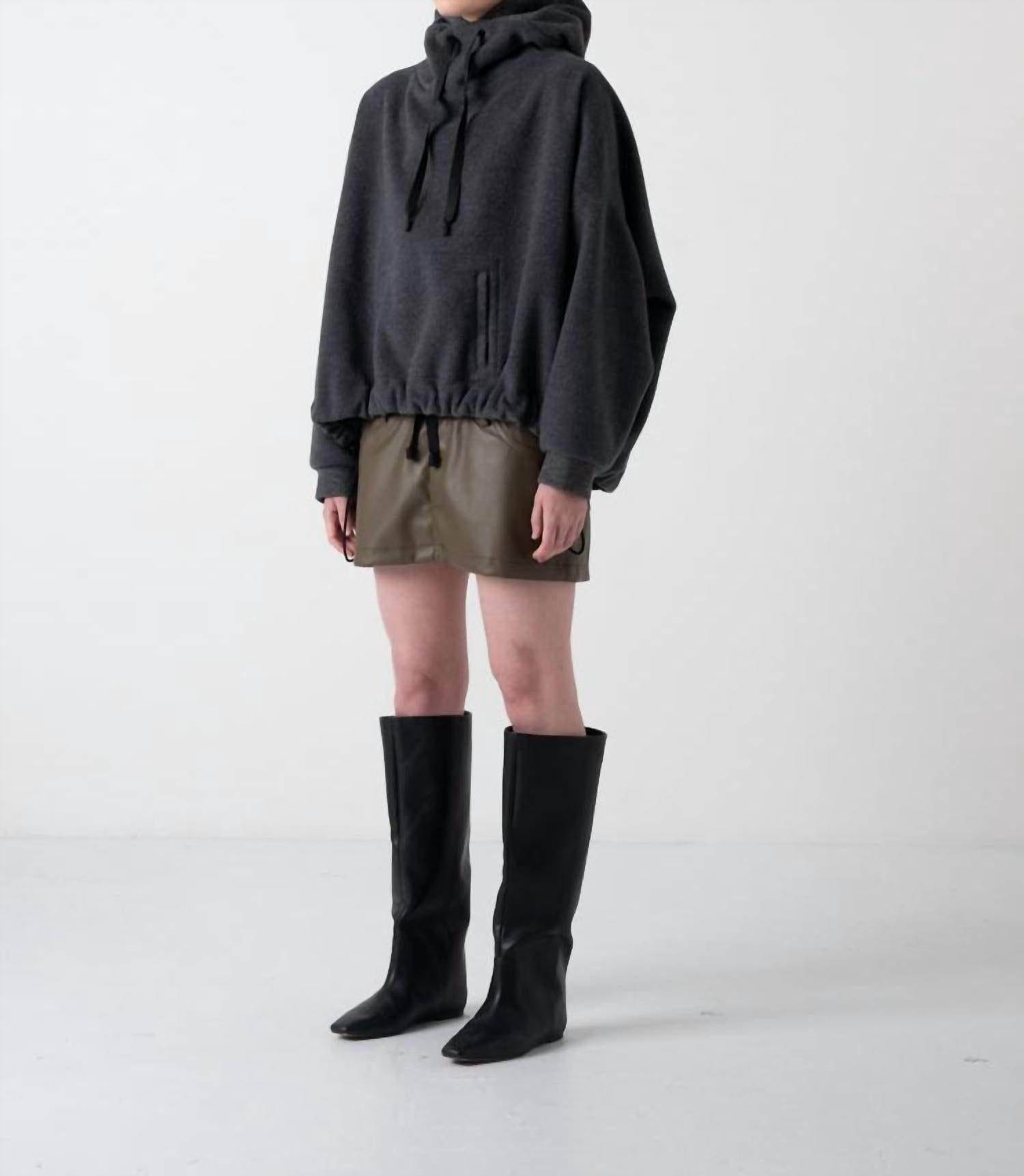 COG The Big Smoke Knoll Cropped Hoodie in charcoal - women's top