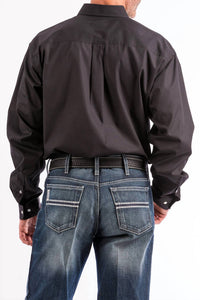 CINCH Long Sleeve Button Up Shirt Top in black - men's long sleeve top - detail view