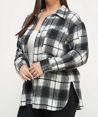 Allie Rose - Brushed Plaid Shirt Jacket