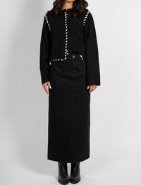 MON RENN Dahlia Cardigan in black cream - women's cardigan