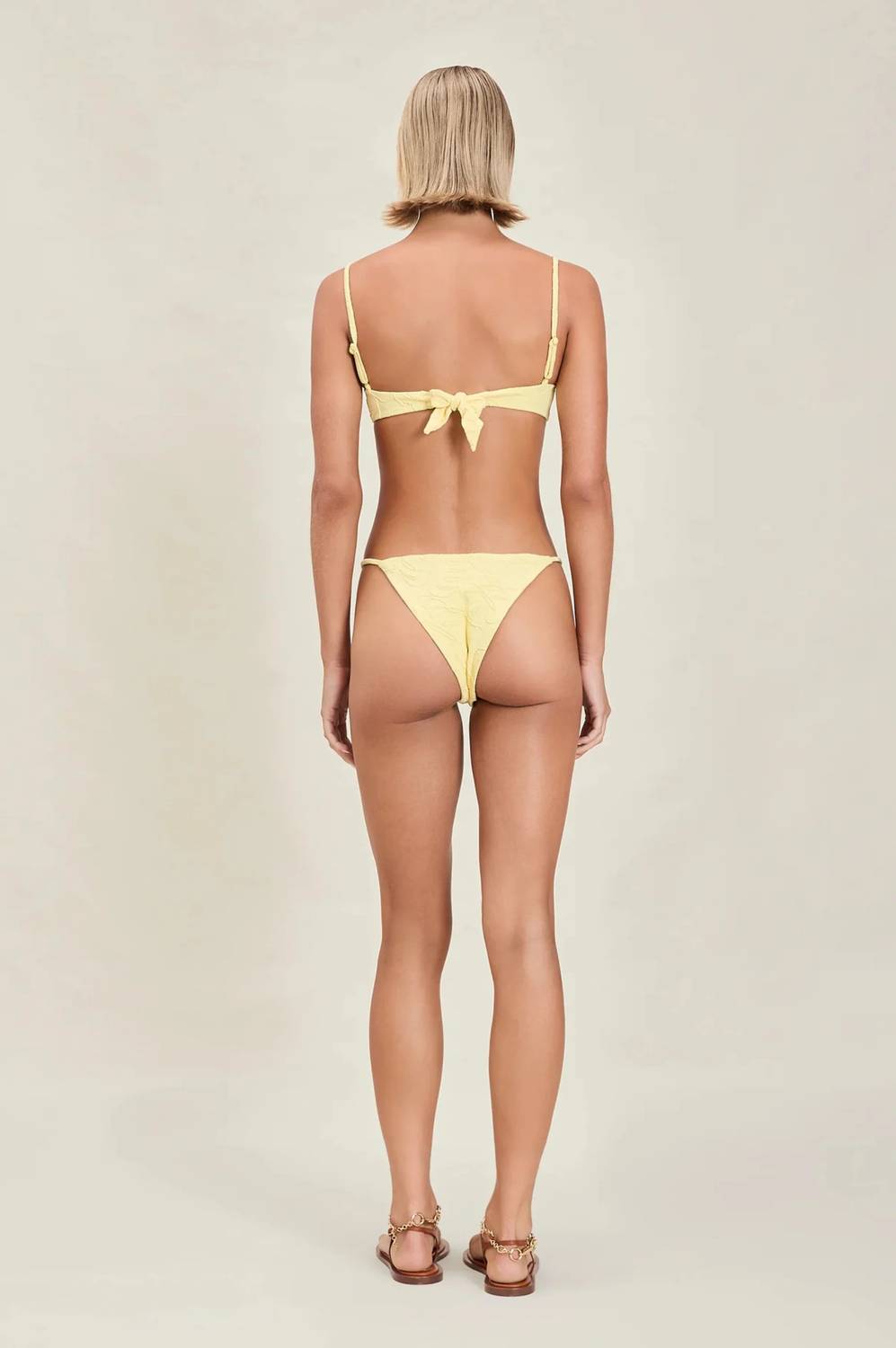 Devon Windsor Poppy Bikini Top in lemon drop - women's bikini top - detail view