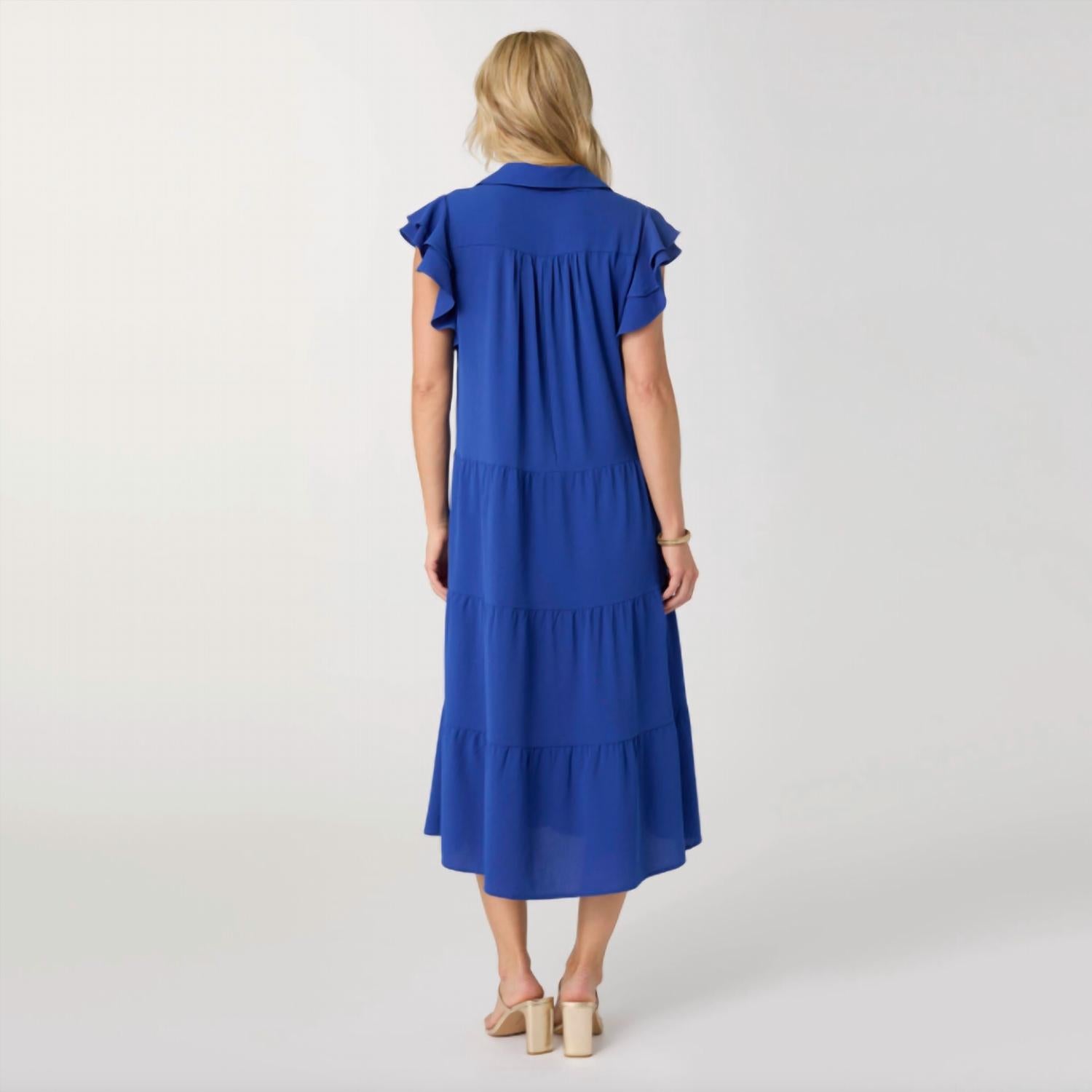 Coco + Carmen - Kendall Flutter Sleeve V-neck Tiered Dress